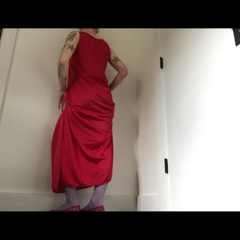 Vintage 1950’s Vintage Nightgown Red & Pink Maxi - Picture 2 of 11